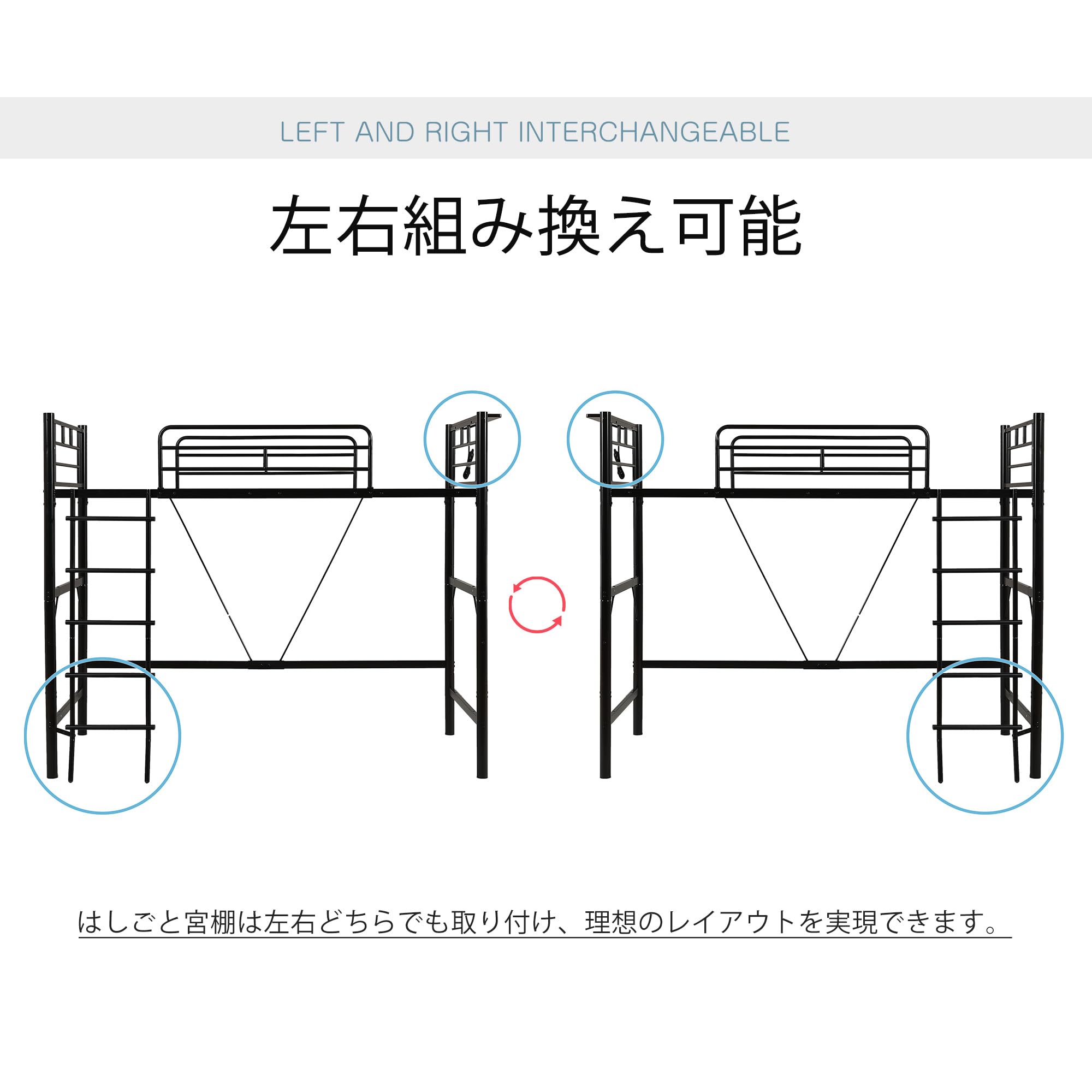 Amazon｜ロフトベッド ハイタイプ シングル コンセント付き 宮 北欧風